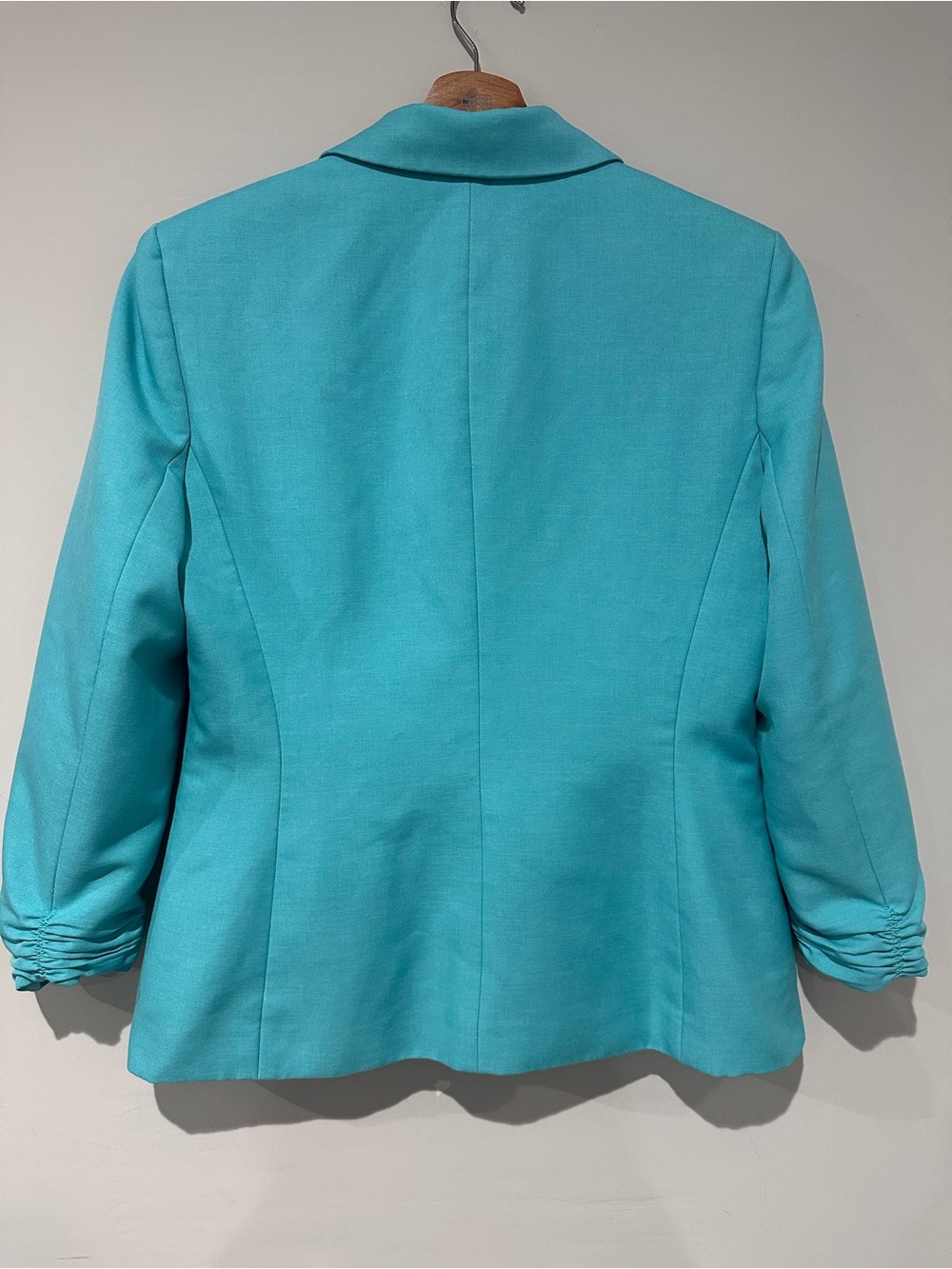 Kasper Separates Women’s Aqua Blue Blazer Jacket Ruched Sleeve Career Size 10 - Picture 5 of 6